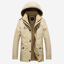 Shein Men Fleece Lined Drawstring Hooded Coat