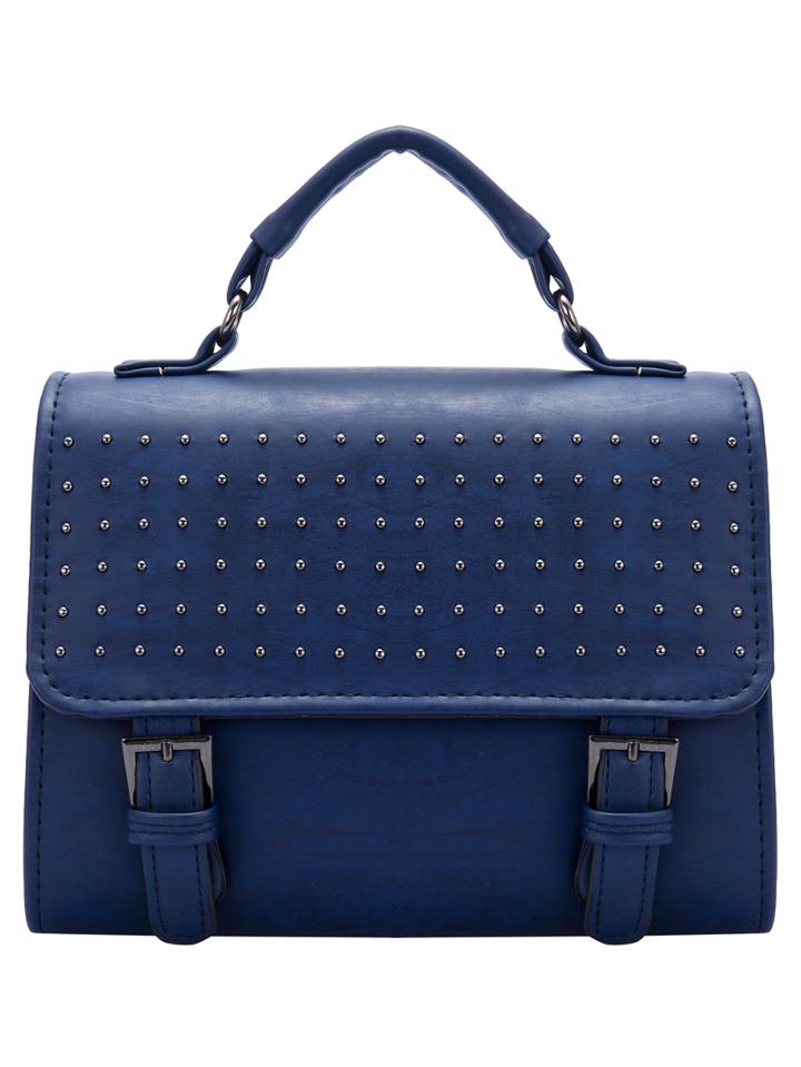 Shein Blue Studded Magnetic Pu Shoulder Bag