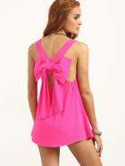 Shein Hot Pink Sleeveless Bow Blouse