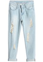 Shein Light Blue Ripped Denim Pant