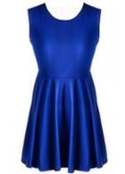 Rosewe Elegant Sleeveless Round Neck Blue A Line Dress