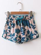 Shein Drawstring Waist Floral Shorts