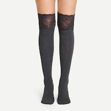 Shein Over The Knee Lace Hem Socks
