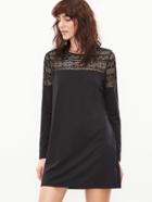 Shein Black Hollow Out Lace Shoulder Tee Dress