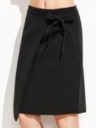Shein Black Bow Tie Zipper Back Skirt
