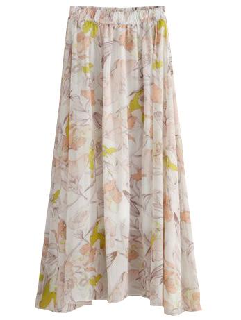 Shein Beige Dandelion Print Chiffon Skirt With Elastic Waist