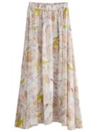 Shein Beige Dandelion Print Chiffon Skirt With Elastic Waist
