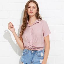 Shein Single Breasted Twist Shirt