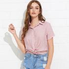 Shein Single Breasted Twist Shirt