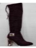 Shein Brown Faux Suede Tie Back Knee Boots