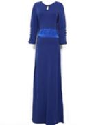 Shein Blue Keyhole Neckline Button Maxi Dress