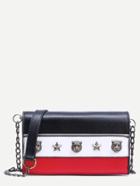 Shein Color Block Animal Head Studded Flap Bag