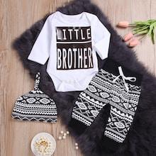 Shein Baby Letter Print Jumpsuit & Pants & Hat