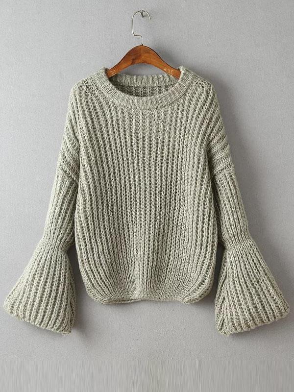 Shein Grey Drop Shoulder Bell Sleeve Oversized Sweater