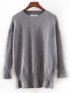 Shein Grey Elastic Cuff Plain Slim Sweater