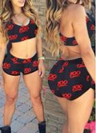 Rosewe Round Neck Two Pieces Printed Swimwear