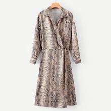 Shein Snakeskin Print Wrap Shirt Dress