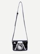 Shein Black Patent Leather Camera Design Flap Crossbody Bag
