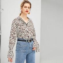 Shein Button Up Leopard Shirt
