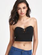 Shein Scallop Lace Up Front Bandeau Top