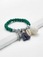 Shein Leaf & Shell Design Beaded Charm Bracelet