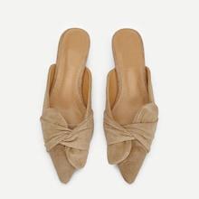 Shein Knot Decor Kitten Heeled Flat Mules