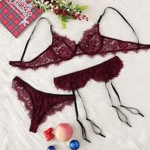 Shein Eyelash Lace Garter Lingerie Set