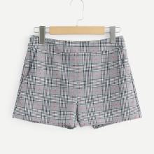 Shein Pocket Side Plaid Shorts