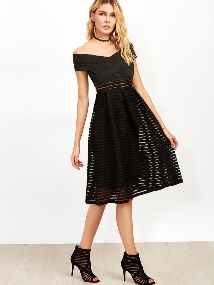 Shein Black Off The Shoulder A Line Dress