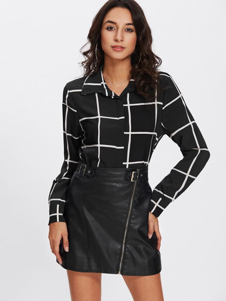 Shein Grid Long Sleeve Shirt