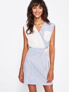 Shein Contrast Panel Vertical Striped Keyhole Waist Dress