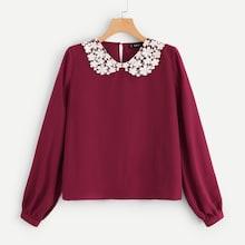 Shein Lace Contrast Appliques Top