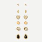 Shein Leaf & Heart Detail Stud Earrings 6pairs