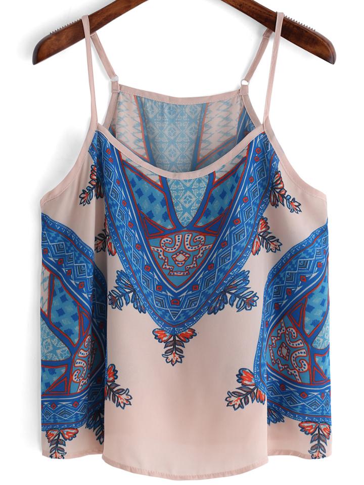 Shein Colour Spaghetti Strap Floral Cami Top