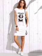 Shein Portrait Print Cap Sleeve Tee Dress