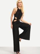 Shein Halter Neck Cutout Metal Plate Accent Jumpsuit