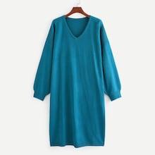 Shein Plus V-neck Solid Longline Jumper