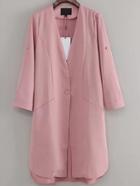 Shein Pink V Neck Single Button Coat