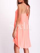 Shein Fluorescent Orane Round Neck Backless Asymmetric Dress