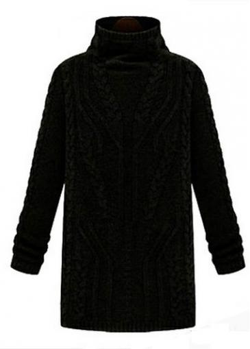 Rosewe New Arrival Long Sleeve Solid Black Sweaters With Turtleneck