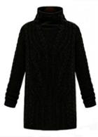 Rosewe New Arrival Long Sleeve Solid Black Sweaters With Turtleneck
