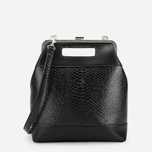 Shein Metal Detail Crocodile Embossed Clutch Bag