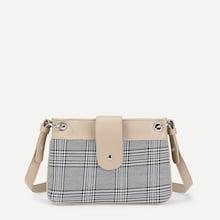 Shein Contrast Double Houndstooth Crossbody Bag