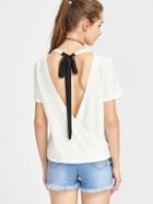 Shein Self Tie V Back Tee