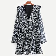 Shein Ruffle Hem Animal Pattern Dress