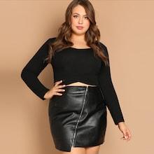Shein Plus Cut Out Form Fitting Crop Tee