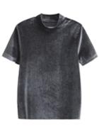 Shein Grey Mock Neck Velvet T-shirt