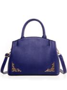 Shein Cutout Metal Plate Embellished Tote Bag - Blue