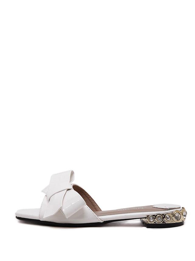 Shein White Peep Toe Bow Decorated Slippers