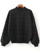 Shein Black Mock Neck Ribbed Trim Sweater